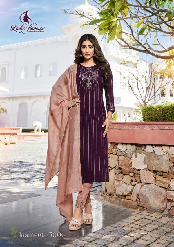 Ladies Flavour Jasmeet Vol 5 New Rayon Kurti With Bottom Dupatta Collection